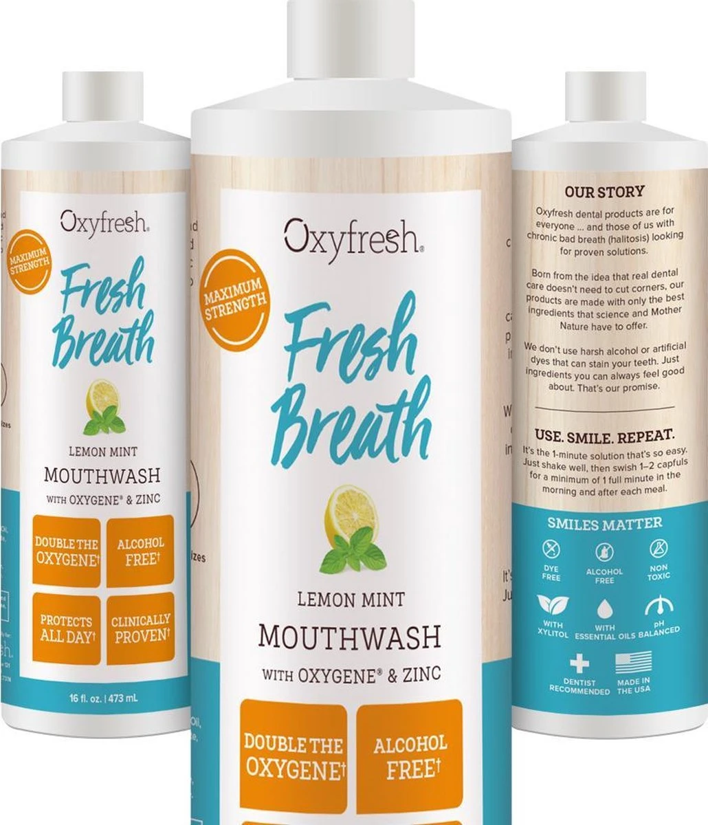 Oxyfresh Power Rinse Mondwater - Lemon-Mint - 473 Ml - Afbeelding 2