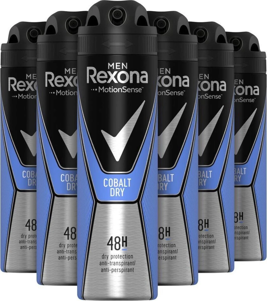 Rexona Men Cobalt Dry Anti-transpirant Spray - 6 X 150 Ml - Voordeelverpakking