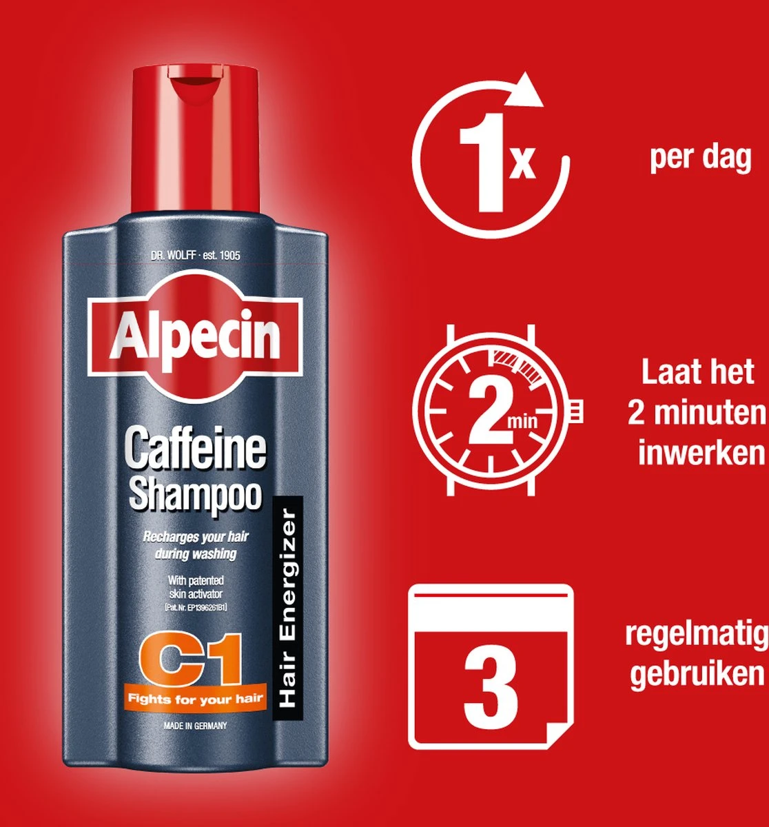 Alpecin Cafeïne Shampoo C1 6x 375ml | Voorkomt En Vermindert Haaruitval | Natuurlijke Haargroei Shampoo Voor Mannen - Afbeelding 5