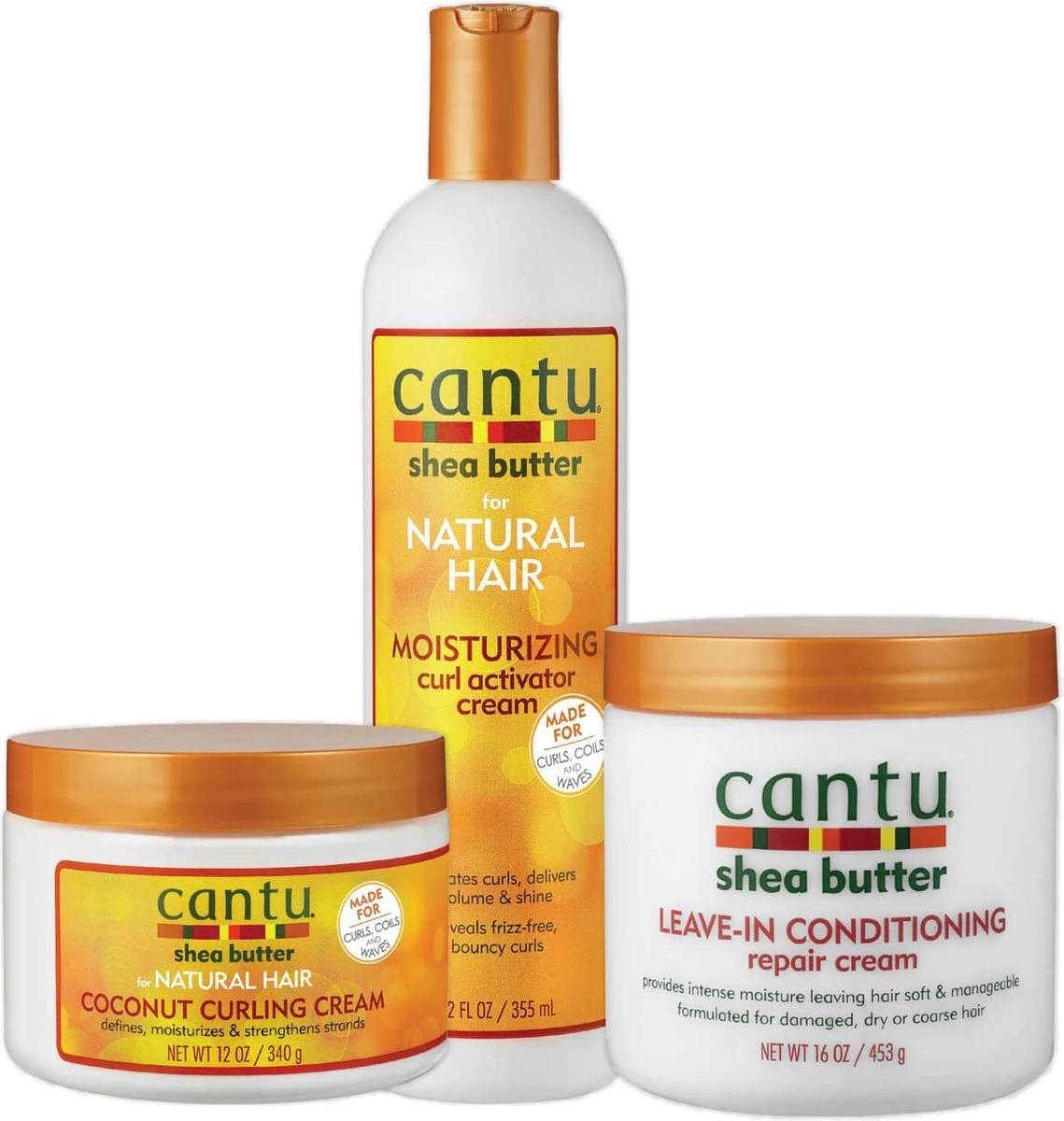 Cantu Verzorging Set Coconut Curling Cream Curl Activator En Leave In Conditioner 3 Pieces