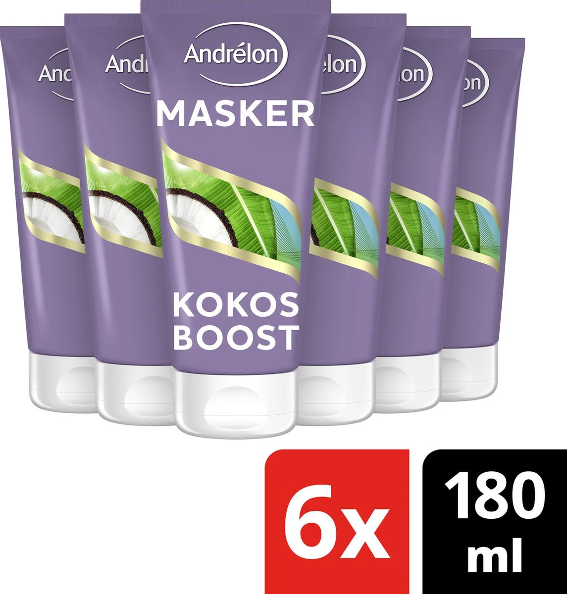 Andrélon Kokos Boost Haarmasker - 1 Minuut WOW Masker - 6 X 180 Ml – Voordeelverpakking - Afbeelding 2