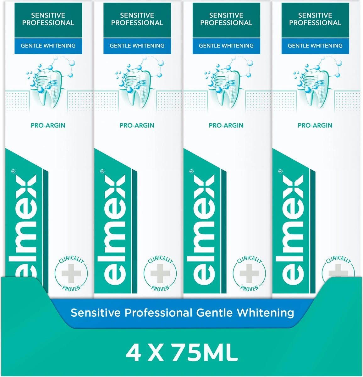 Elmex Sensitive Professional Gentle Whitening Tandpasta 4 X 75ml - Voor Gevoelige Tanden - Voordeelverpakking