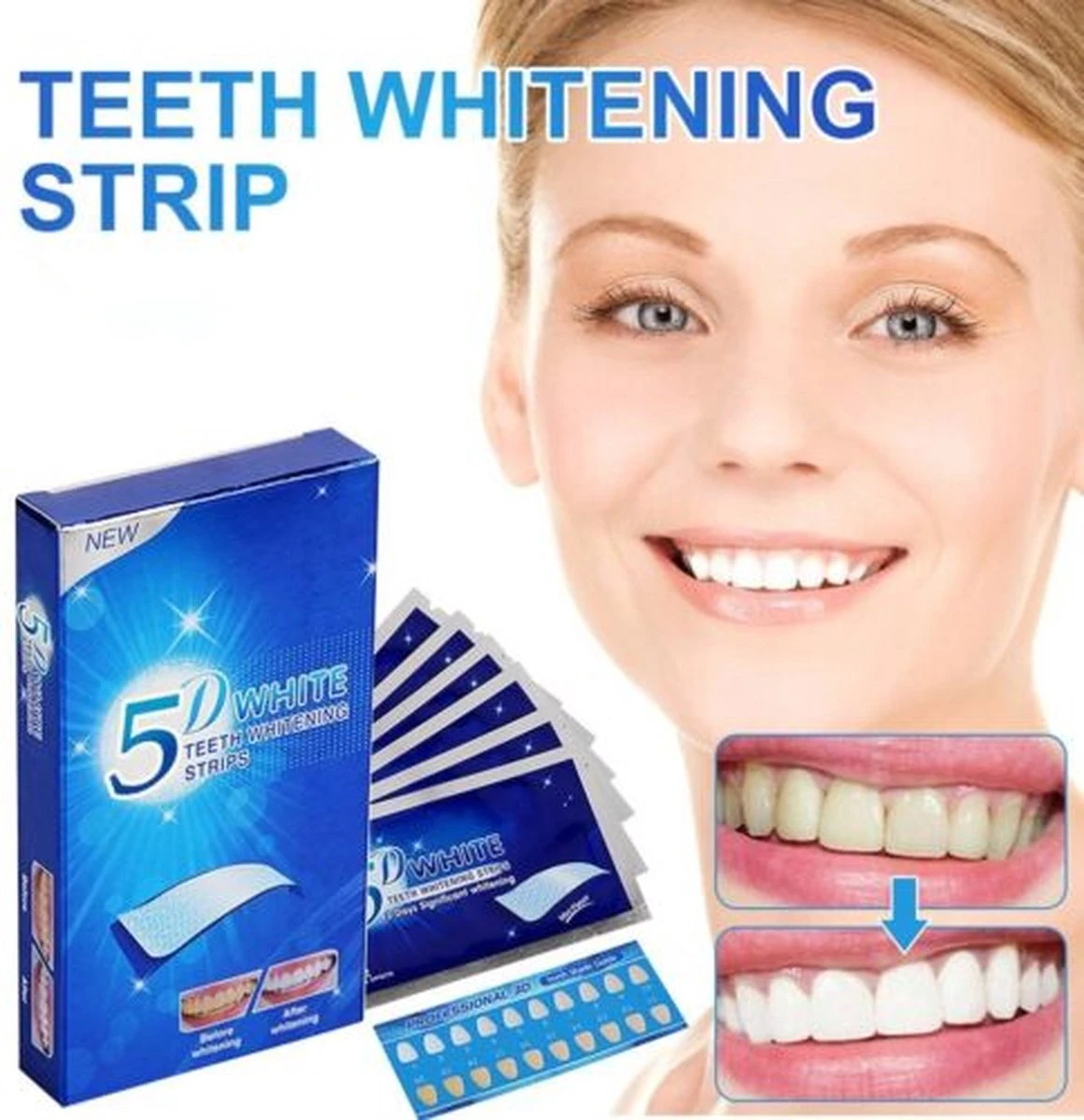 Tanden Bleken Strips | Tanden Bleken | Tanden Strips | Wit Gebit | Witte Tanden | Tandenblekers | Tandenbleekset | Teeth Whitening Strips | Tandenbleek Strips | Geen Crest | Crest Whitestrips | Wittere Tanden | 5D White | 28 Stuks (14zakjes)
