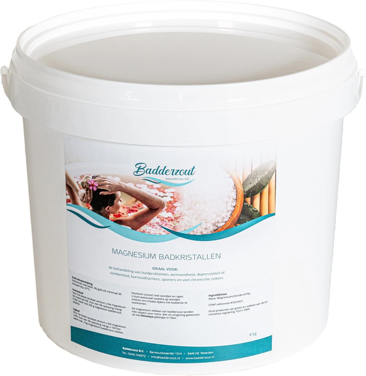 4 KG Magnesium Vlokken Badkristallen Badzout - Magnesium Via Huid - Magnesium Bad - Magnesium Voetenbad Pot