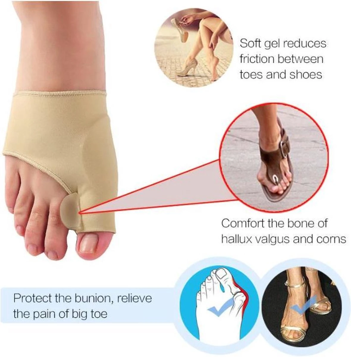 Merkloos Hallux Valgus Teen Spreider/Corrector Knobbel Teen Corrector |bunion | Eeltknobbel | Teen Rechtzetten | Comfortabel - Afbeelding 2