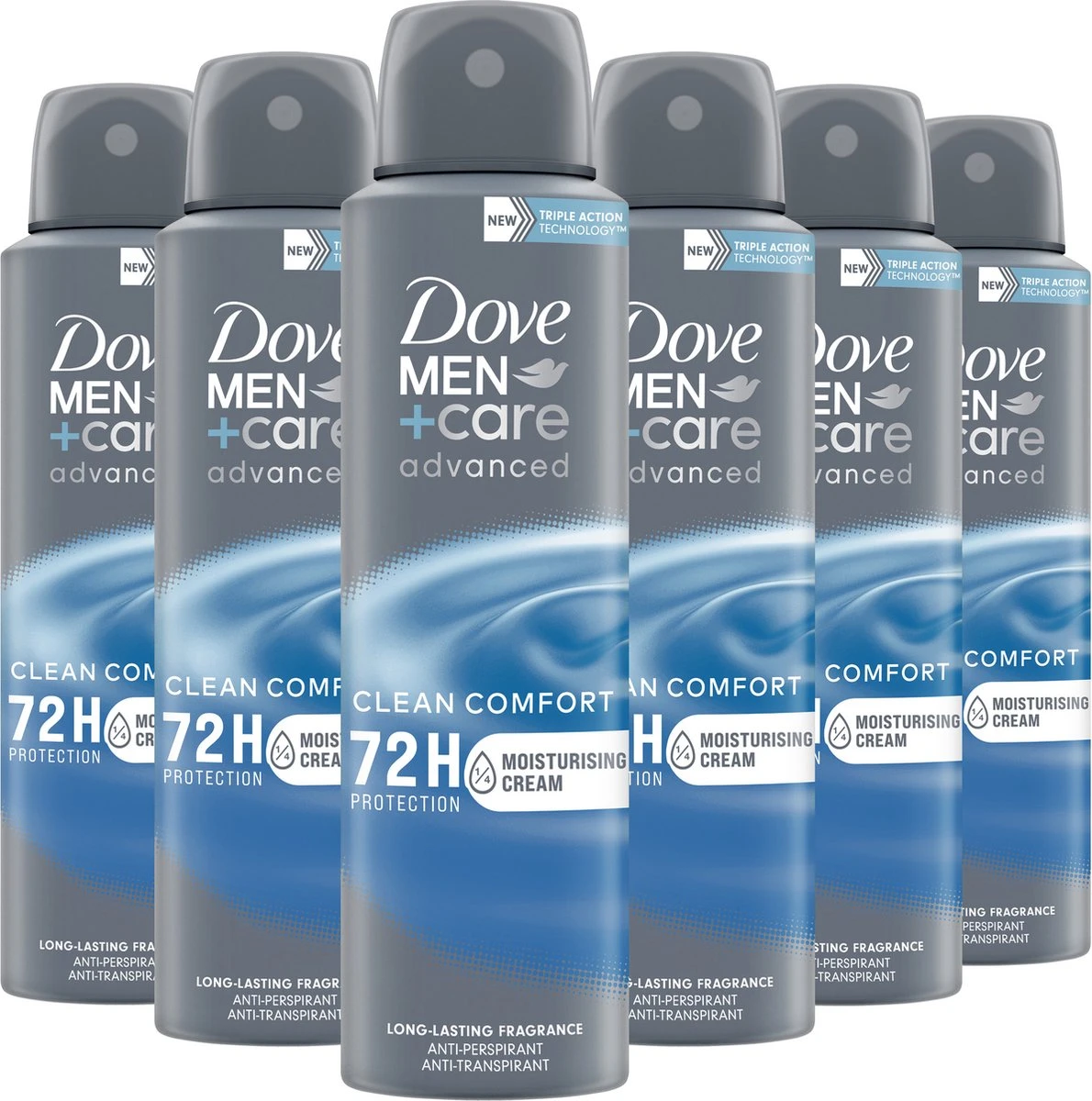 Dove Men+Care Advanced Clean Comfort Anti-Transpirant Deodorant Spray - 6 X 150 Ml - Voordeelverpakking - Afbeelding 2