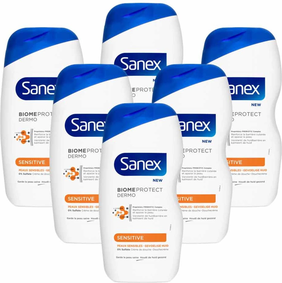 6x Sanex Douchegel Dermo Sensitive 500 Ml