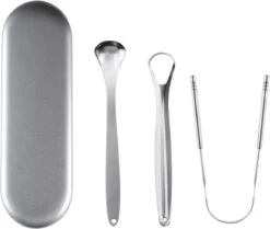 AdroitGoods RVS Tongschraper Set Voor Mondverzorging - 4 Stuks - Tongreiniger/Tongborstel & Tong Schraper