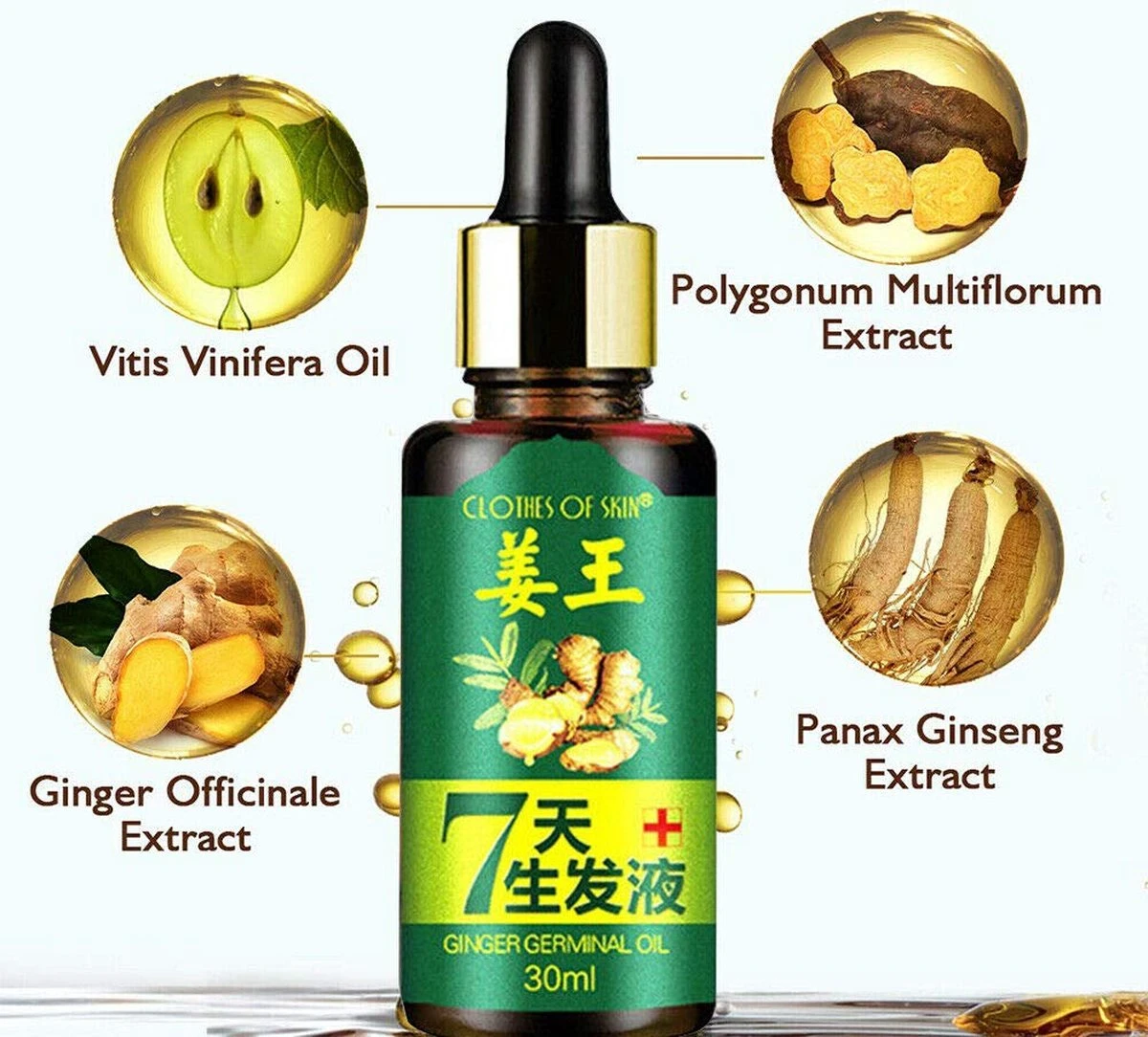 Gember Haargroei Serum - Germinal Essentiële Haargroei Olie Effectief In 7 Dagen - Haarverzorging Voor Mannen En Vrouwen, 30 Ml - Afbeelding 3