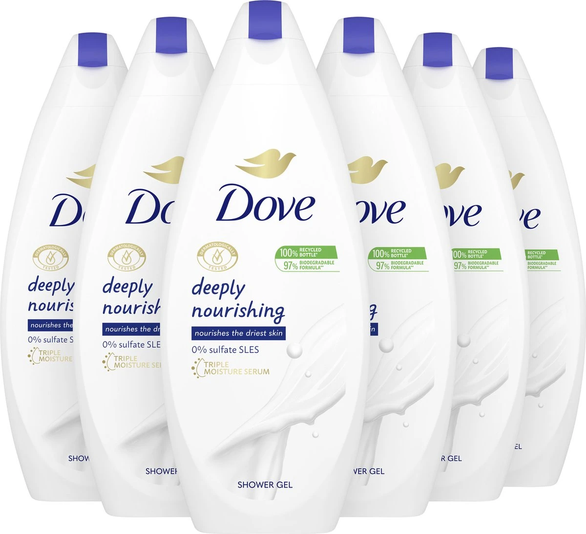 Dove Douchegel Deeply Nourishing - 6 X 225 Ml - Voordeelverpakking - Afbeelding 2