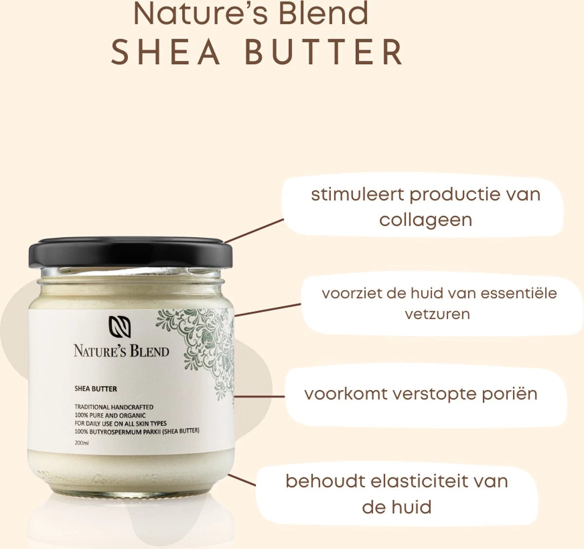 Nature's Blend - Shea Butter - Puur & Ongeraffineerd - 200 Ml - Huid En Lichaam - Afbeelding 3