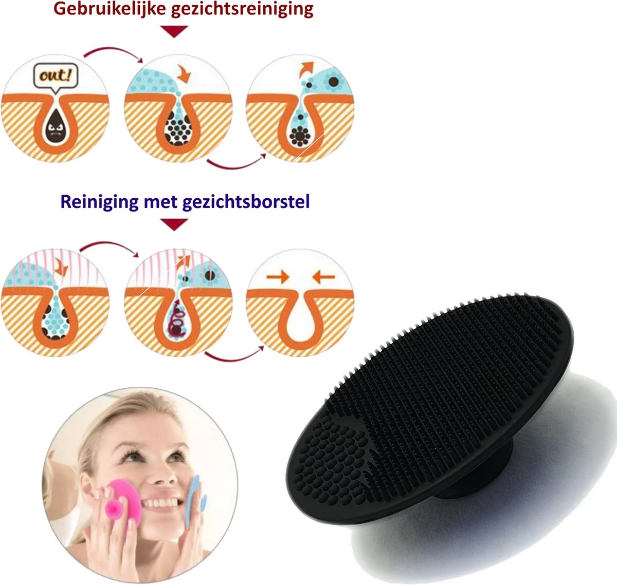 Blubs® – Badborstel – Dry Brush – Rug Scrubber – Lichaamsborstel – Rugborstel Douche Met Steel – Huidborstel – Doucheborstel – Bad- & Doucheaccessoires – Badborstel Met Steel – Doucheborstel Rugborstel – Siliconen Borstel – Massage – Cyaan - Afbeelding 3