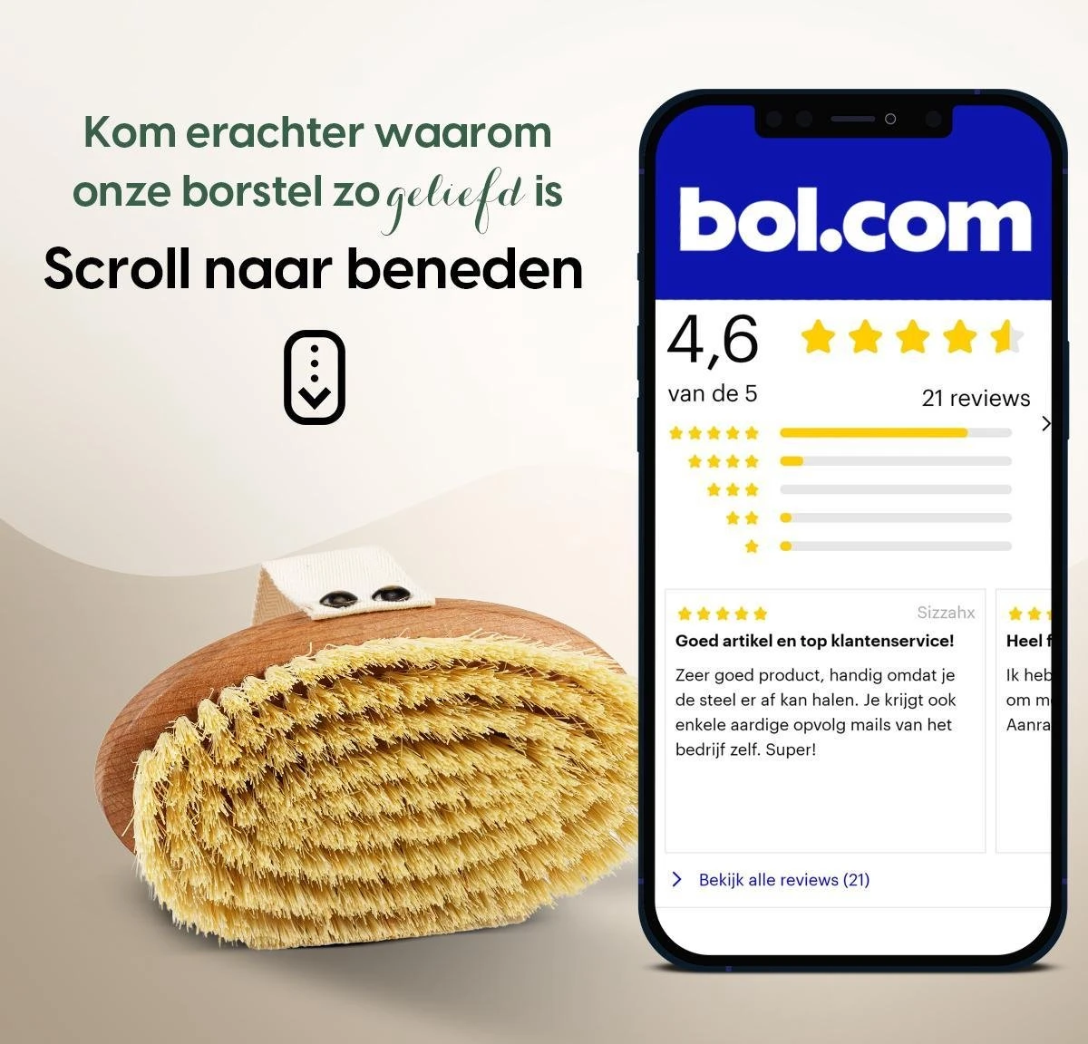 100% Vegan Lichaamsborstel - 0% Plastic - Dry Brushing Badborstel/Droogborstel/Doucheborstel/Huidborstel - Beukenhout - Afbeelding 9