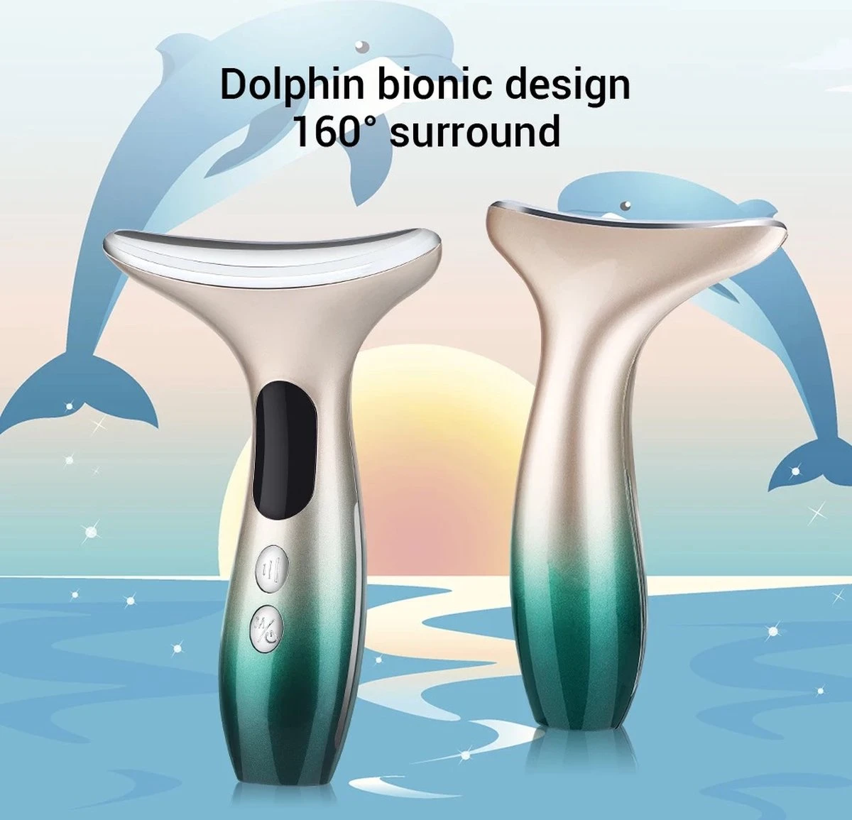 Merkloos Facelift Apparaat + Gold Mask Anti-rimpel En Verjongend Hydraterende Gezichtsmasker, Geïmpregneerd Met Telomerase Serum - Anti Rimpels Nek En Gezicht Apparaat - Facelift - Skin Care - Huidverzorging Apparaat - Drie Lichten Functie - FDA - CE – 2022 - Afbeelding 2