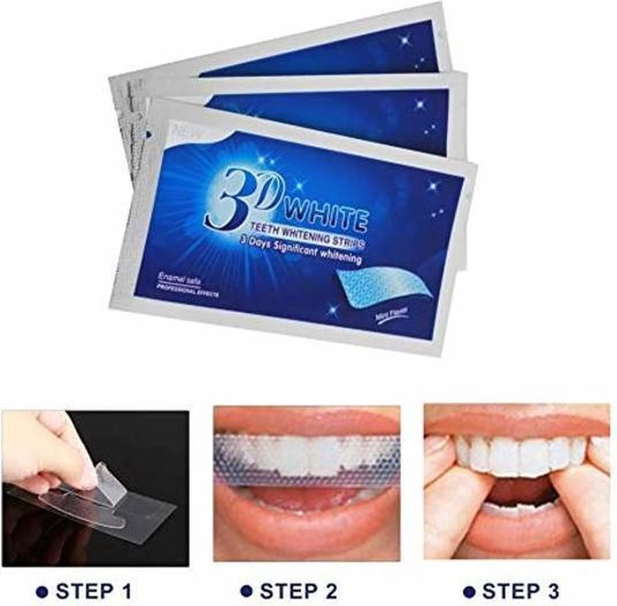 Merkloos Professionele Tanden Bleek Strips Ultra 3D - Teeth Whitening Strips - Tanden Bleken - Voor Ultra Witte Tanden - 14 Strips - Afbeelding 5