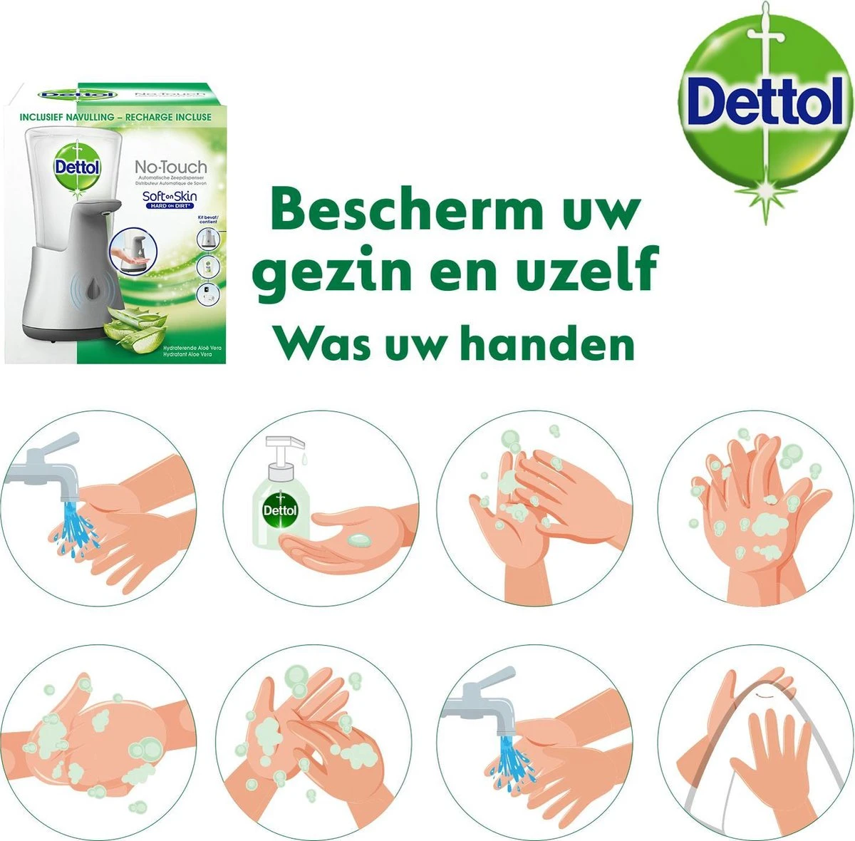 Dettol - Handzeep - Automatische Zeepdispenser - No Touch - Met Navulling Hydraterende Aloë Vera 250ml - Antibacterieel - Afbeelding 4