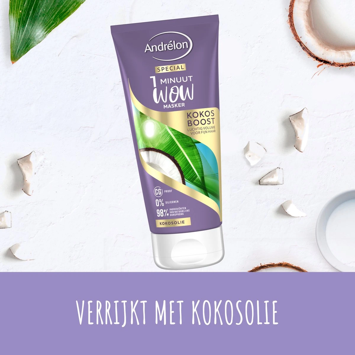 Andrélon Kokos Boost Haarmasker - 1 Minuut WOW Masker - 6 X 180 Ml – Voordeelverpakking - Afbeelding 5