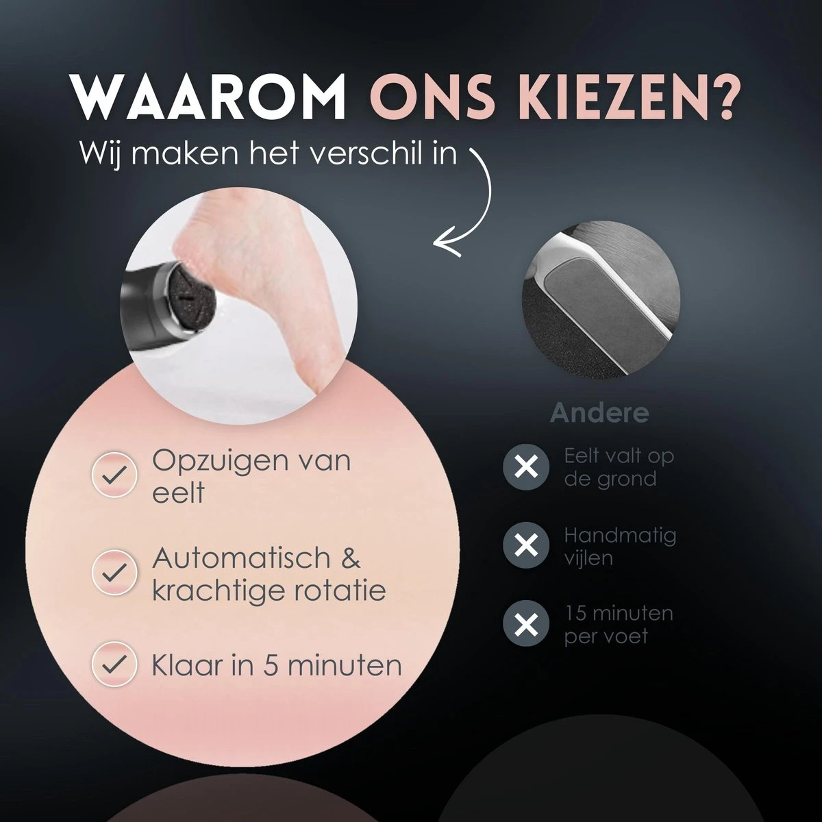 Beeperfect® Elektrische Eeltverwijderaar Met Stofzuigsysteem - Voetvijl - Eeltvijl - IPX7 Waterdicht - Gratis Pedicure Set - Zwart - Afbeelding 11