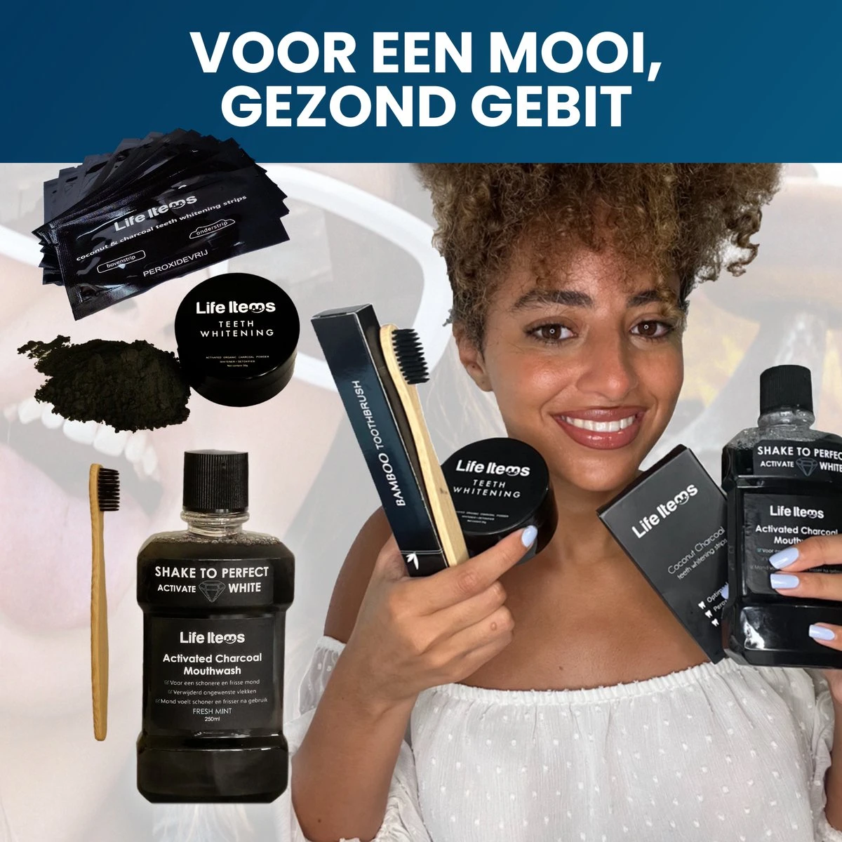 Tandenbleekset Voor Teeth Whitening Inclusief Gratis Whitening Strips - Wittere Tanden - Tanden Bleken - Frisse Adem - Tandsteen - Tandplak - Gele Tanden - Afbeelding 2
