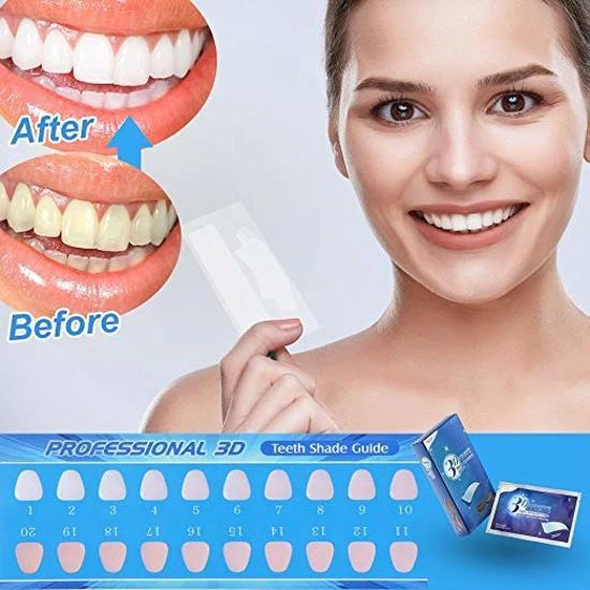 Merkloos Professionele Tanden Bleek Strips Ultra 3D - Teeth Whitening Strips - Tanden Bleken - Voor Ultra Witte Tanden - 14 Strips - Afbeelding 4