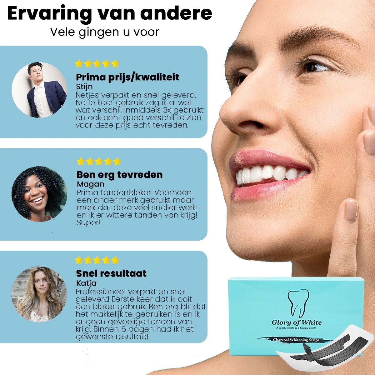 Glory Of White - Professionele Tandenbleek Strips - 28 Strips - Teeth Whitening Strips - Wittere Tanden - Zonder Peroxide - Tanden Bleken - Afbeelding 7