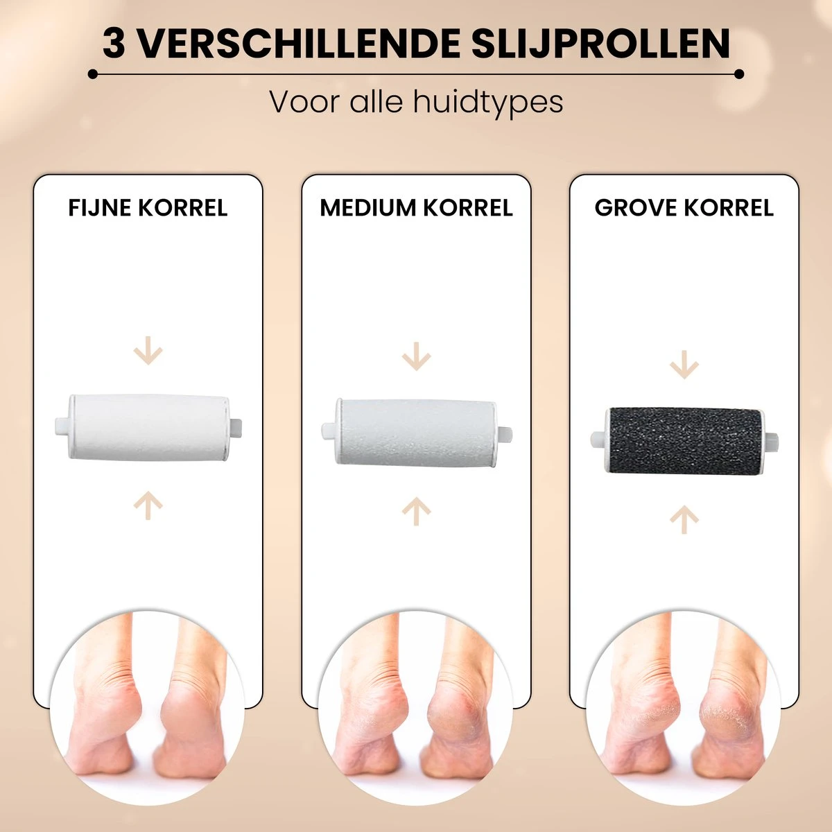 BAESS Elektrische Eeltverwijderaar - 3 Slijprollen - Afzuiging - Oplaadbaar - Goud - Afbeelding 2