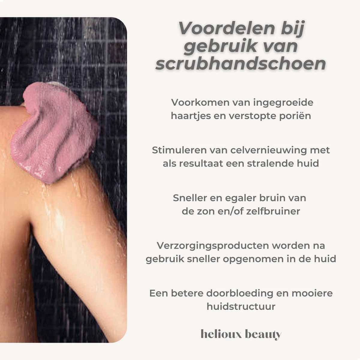 Helioux® Exfoliating Glove - Scrub Handschoen Washand - Voor Lichaam & Gezicht - Verwijderen Van Dode Huidcellen Of Zelfbruiner - Roze - Pink - Afbeelding 3