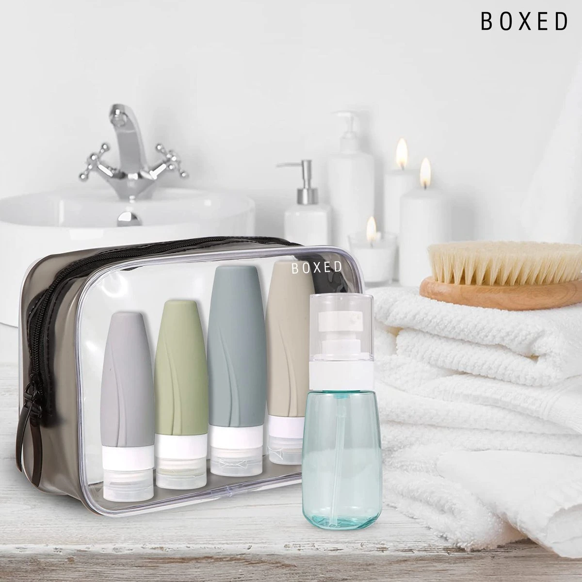 Boxed Reisflesjes Met Etui - Reisset - Verschillende Maten - Siliconen Navulbare Reisflacons - Reis Toilettas - Vliegtuig Handbagage - Afbeelding 3