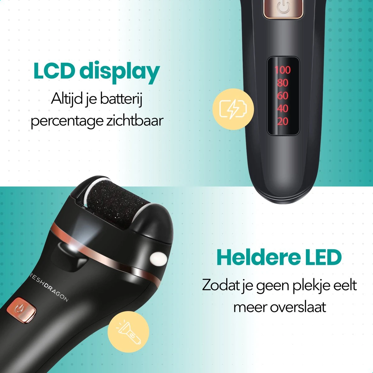 FreshDragon Elektrische Eelt Verwijderaar - Voetvijl - Inclusief 3 Rollers - Oplaadbaar - Afbeelding 5