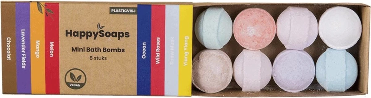 HappySoaps Mini Bath Bombs - Herbal Sweets - 8 Bruisballen In Verschillende Kruidig Zoete Geuren - 100% Plasticvrij, Vegan & Natuurlijk - Afbeelding 9