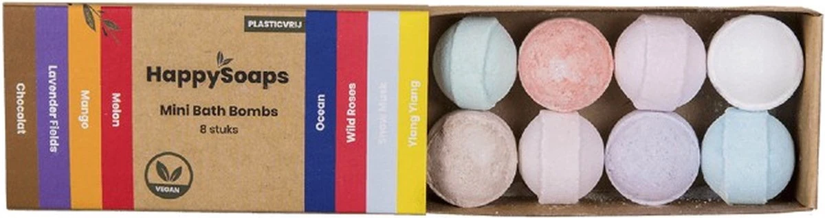 HappySoaps Mini Bath Bombs - Herbal Sweets - 8 Bruisballen In Verschillende Kruidig Zoete Geuren - 100% Plasticvrij, Vegan & Natuurlijk - Afbeelding 8
