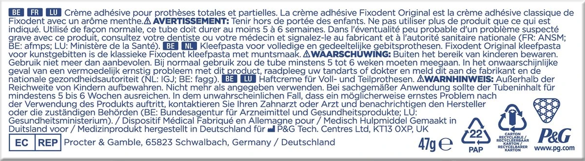 Fixodent Original - Kleefpasta - Voordeelverpakking 6 X 47 G - Afbeelding 9