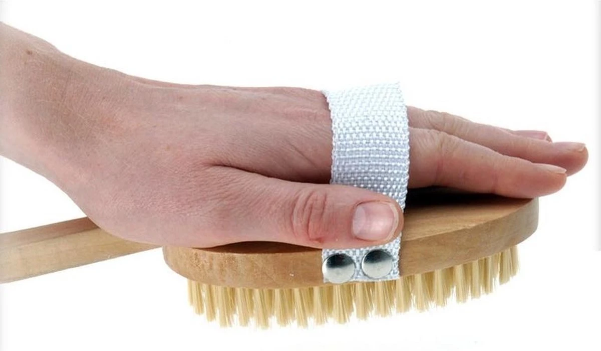 Merkloos 1x Bad/douche Scrub Borstels Van Hout 43 Cm - Badkameraccessoires - Bad/douche Benodigdheden - Badborstels/Doucheborstels - Afbeelding 2