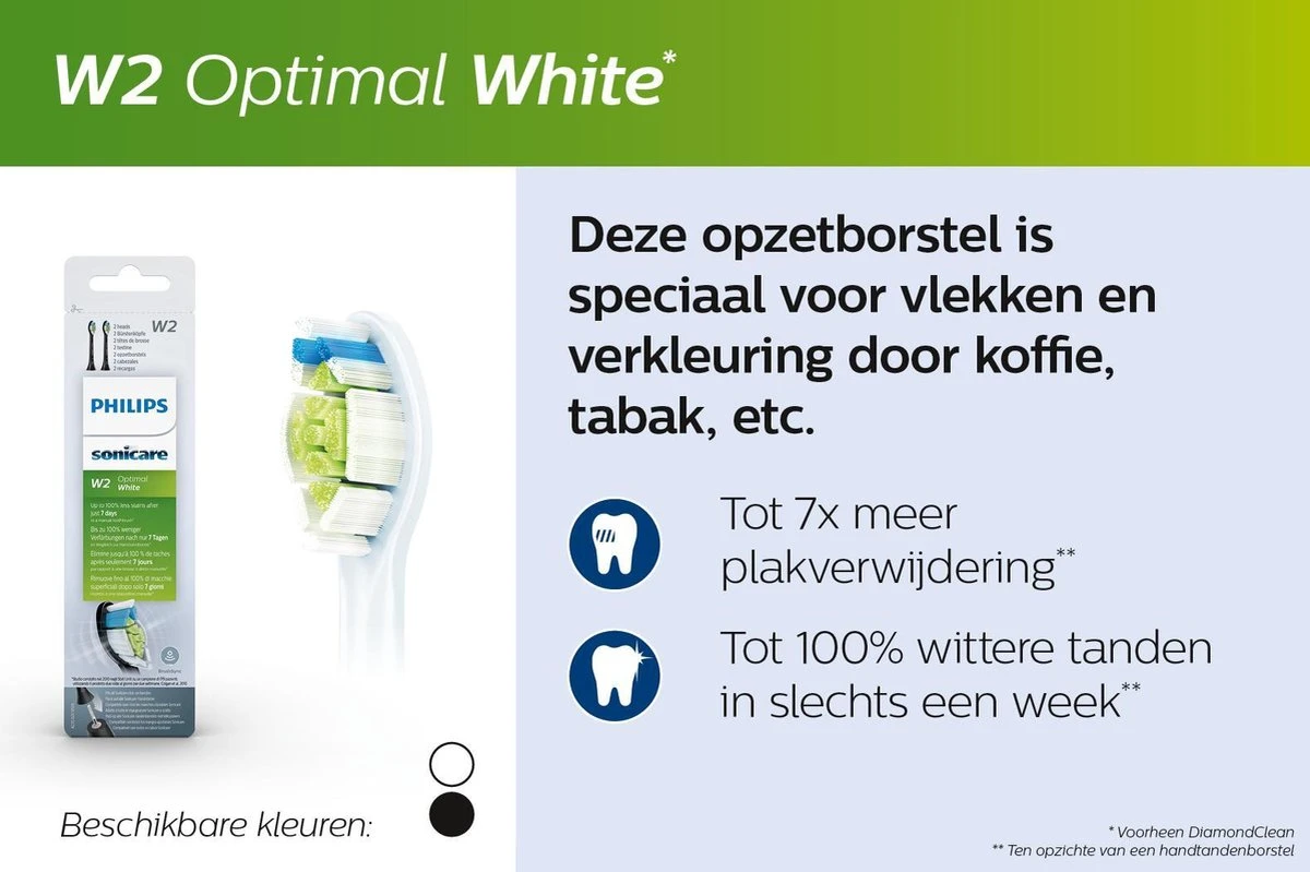 Philips Sonicare W2 Optimal White HX6064/11 - Opzetborstels - 4 Stuks - Zwart - Afbeelding 8