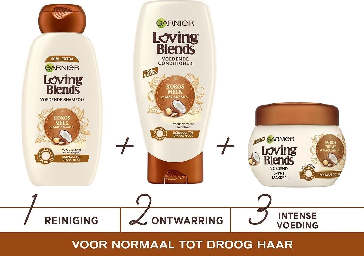Garnier Loving Blends Conditioner - Kokosmelk & Macadamia - Droog Haar - 6 X 250 Ml - Voordeelverpakking - Afbeelding 9