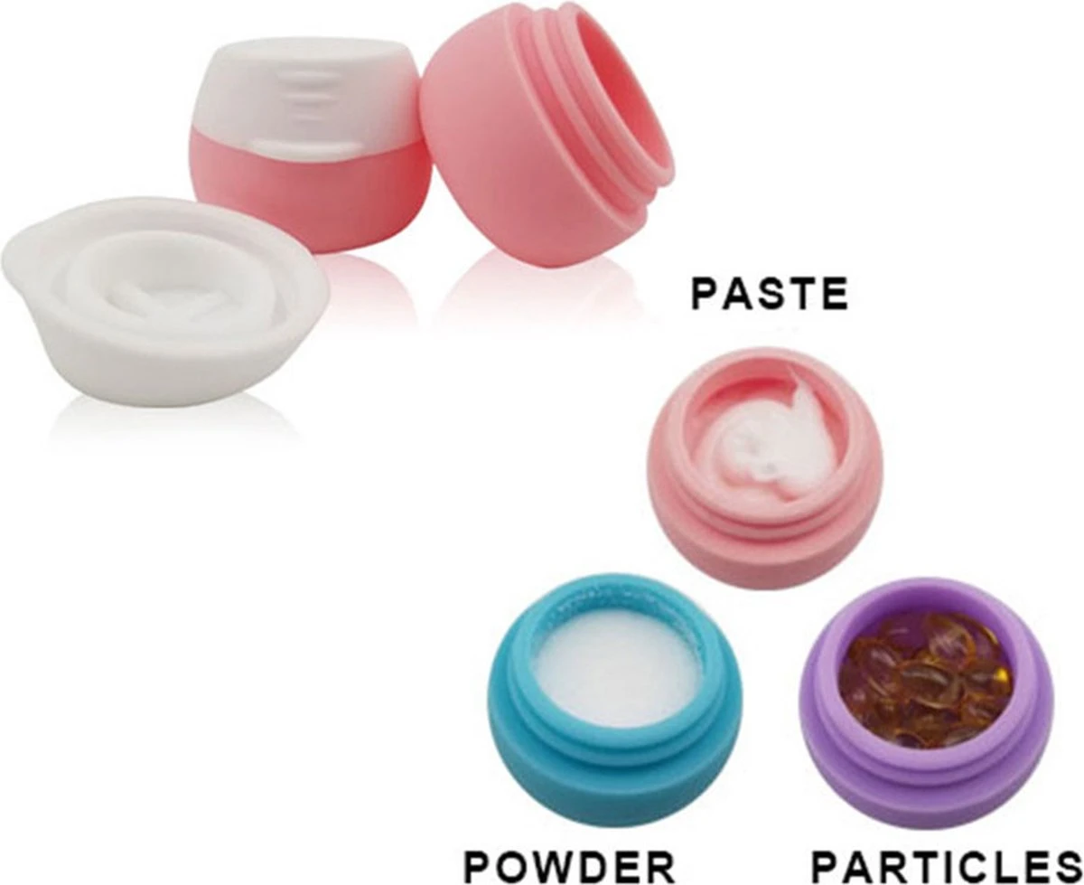 YONO Reis Cosmetica Potjes - Lege Potjes Met Deksel - Zalfpotjes - Siliconen Reisflesjes Set Handbagage - Reisflacons Navulbaar - 4 Stuks - 10 ML - Afbeelding 2