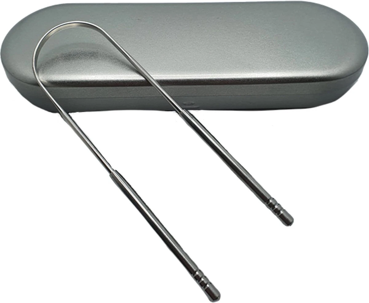 ODaani Tongschraper Met Luxe Opbergcase - Mondverzorging – Tongreiniger – Zilverkleurig