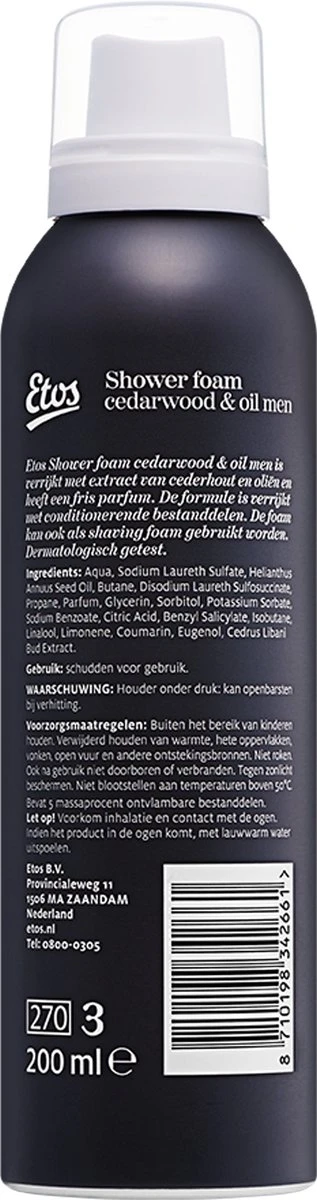 Etos Doucheschuim - Cedarwood & Oil - 2-in-1 - Mannen - 6 X 200 Ml - Afbeelding 3