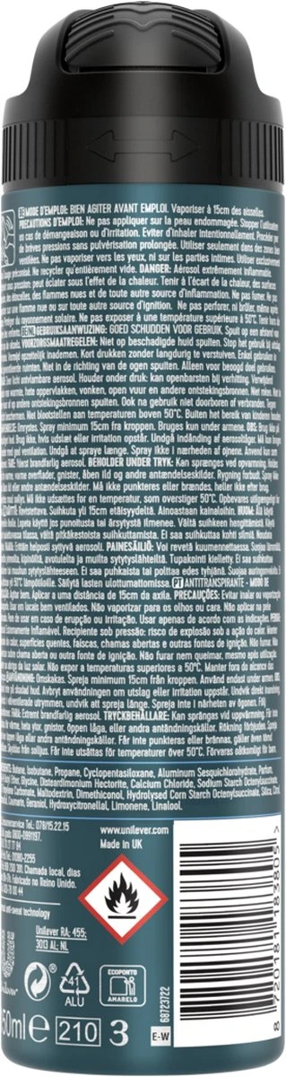 Rexona Men Cobalt Dry Anti-transpirant Deodorant Spray - 6 X 150 Ml - Voordeelverpakking - Afbeelding 8