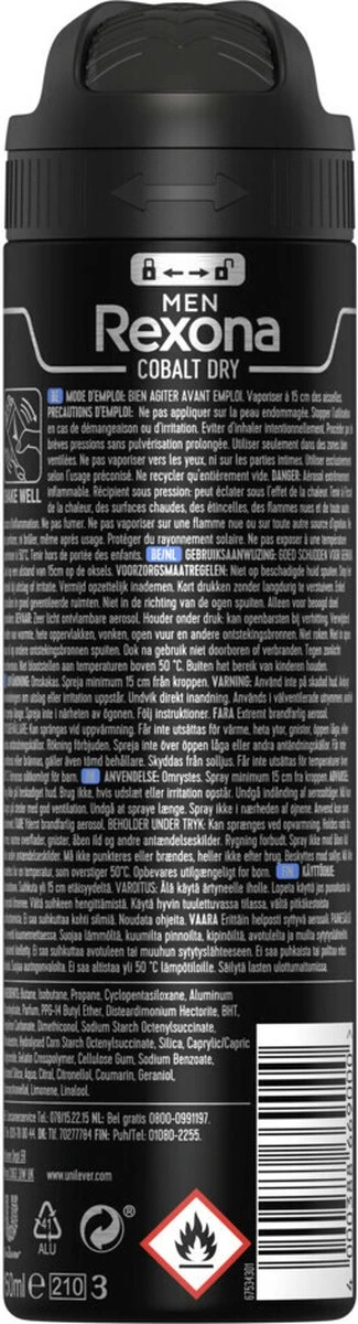 Rexona Men Cobalt Dry Anti-transpirant Deodorant Spray - 6 X 150 Ml - Voordeelverpakking - Afbeelding 2