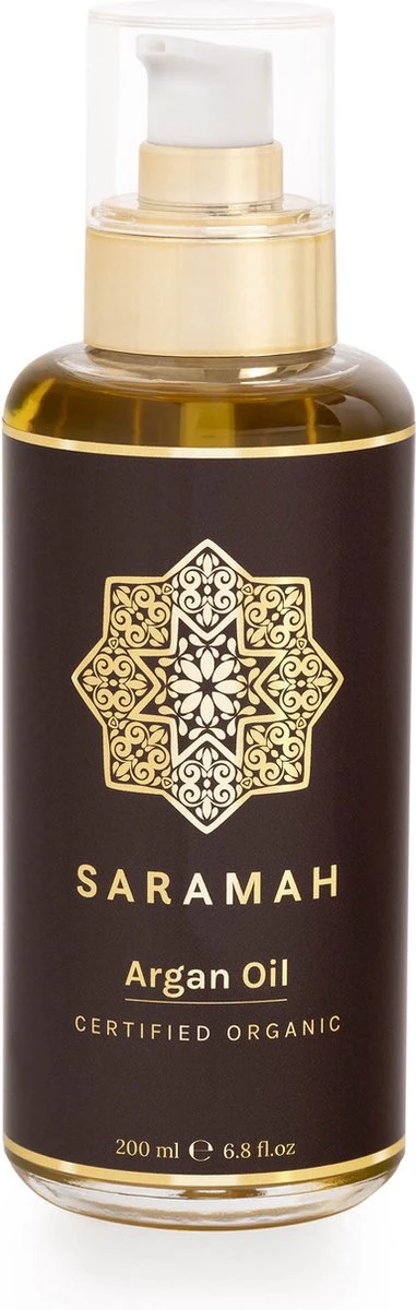 SARAMAH® Arganolie Puur 200 Ml - Voor Haar, Huid En Gezicht - 100% Puur & Biologisch - EU Bio Keurmerk - Hydraterend, Voedend En Herstellend - Rijk Aan Omega 3 En 6, Vitamine E En F - Marokkaanse Arganolie - Moroccan Argan Oil - Huidolie En Haarolie - Afbeelding 2