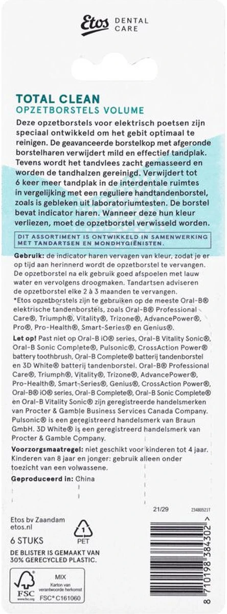 Etos Opzetborstel Total Clean - 6 Stuks - Geschikt Voor De Meeste Oral-B® Systemen* - Afbeelding 5
