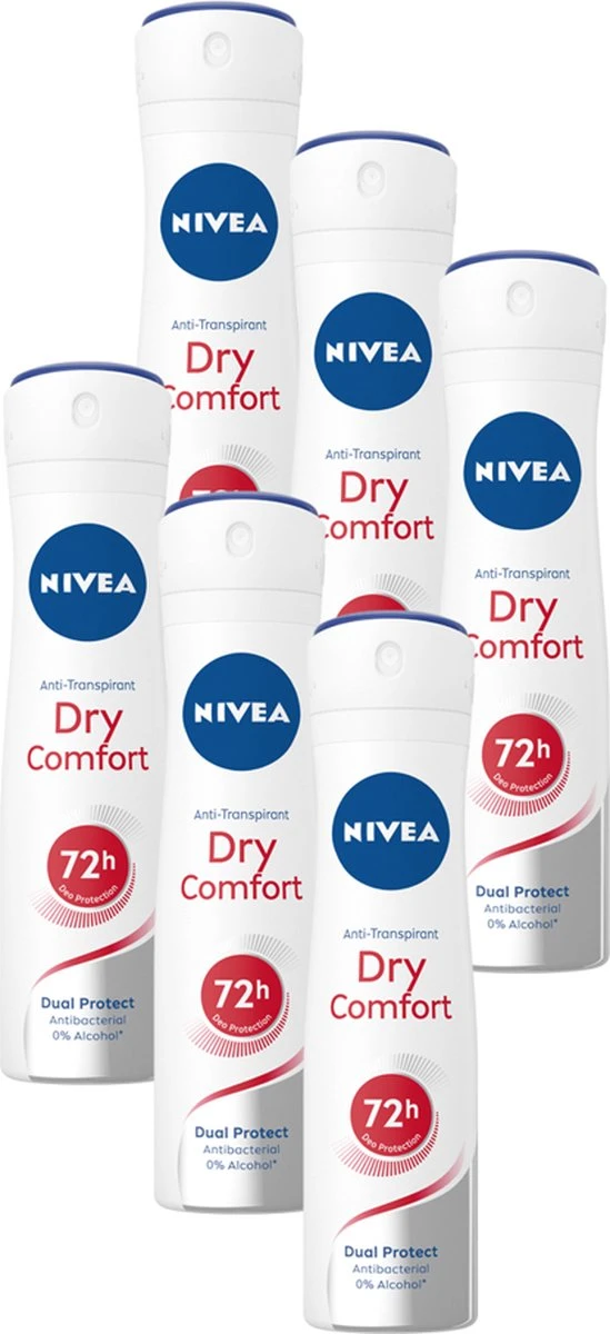 NIVEA Dry Comfort Deodorant Spray - 6 X 150 Ml - Anti-Transpirant - Voordeelverpakking