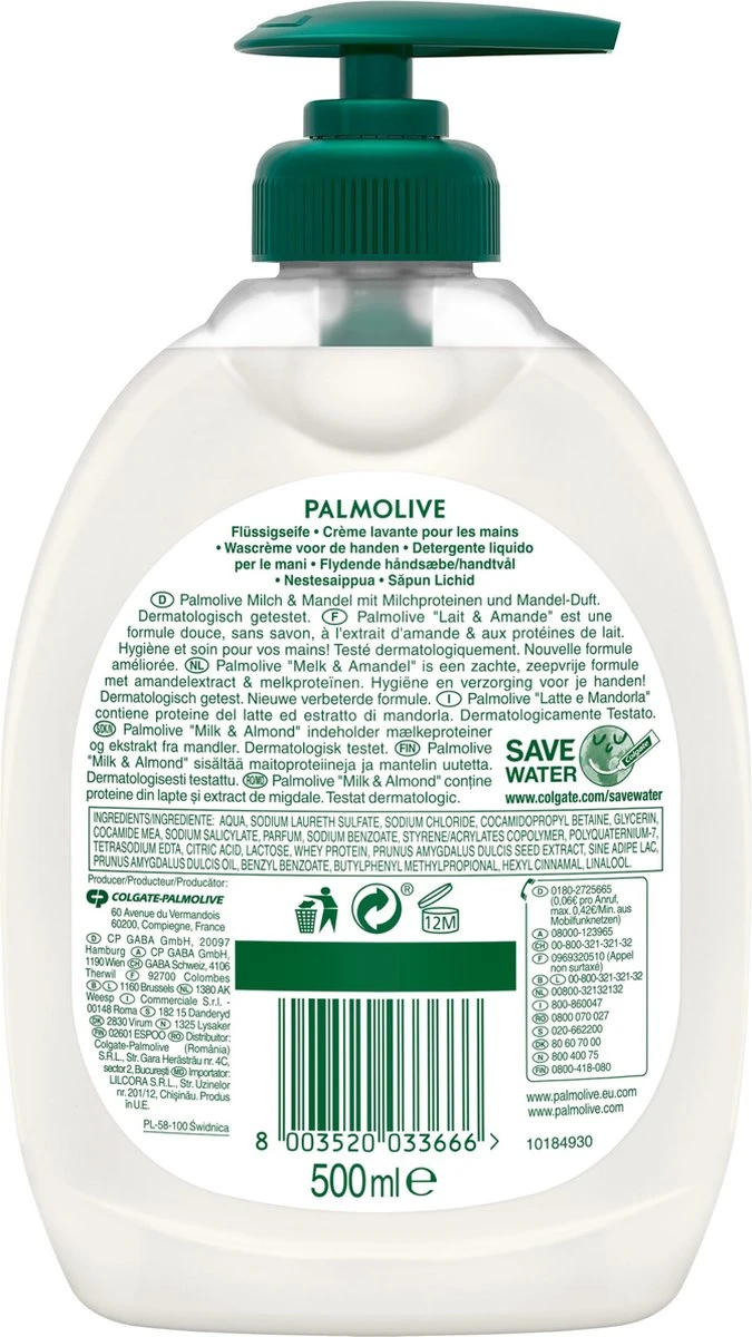 Palmolive® Palmolive Naturals Amandel Handzeep - 4 X 500ml - Voordeelverpakking - Afbeelding 6